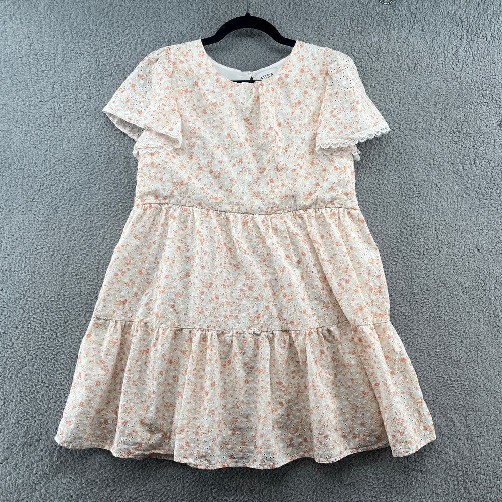 Aura floral eyelet tiered dress cottage core spring lace